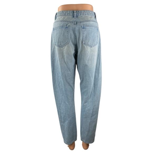 Riot Women's Blue Light Wash High Waisted Straight Tapered Denim Jeans Pants 6 - Picture 3 of 5
